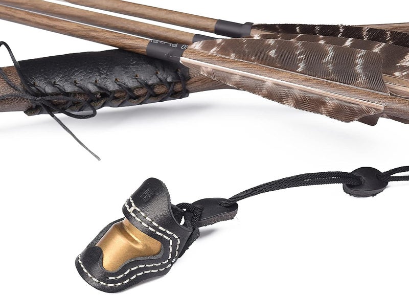 TY Archery Soft Leather & Brass Thumb Ring Archery Finger Protector for Mongolian Reurve Bow Finger Guard for Traditional Bow Shooting - Image 3